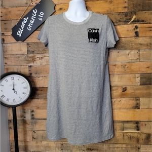 Calvin Klein women's black and gray stripped causal dress size xl